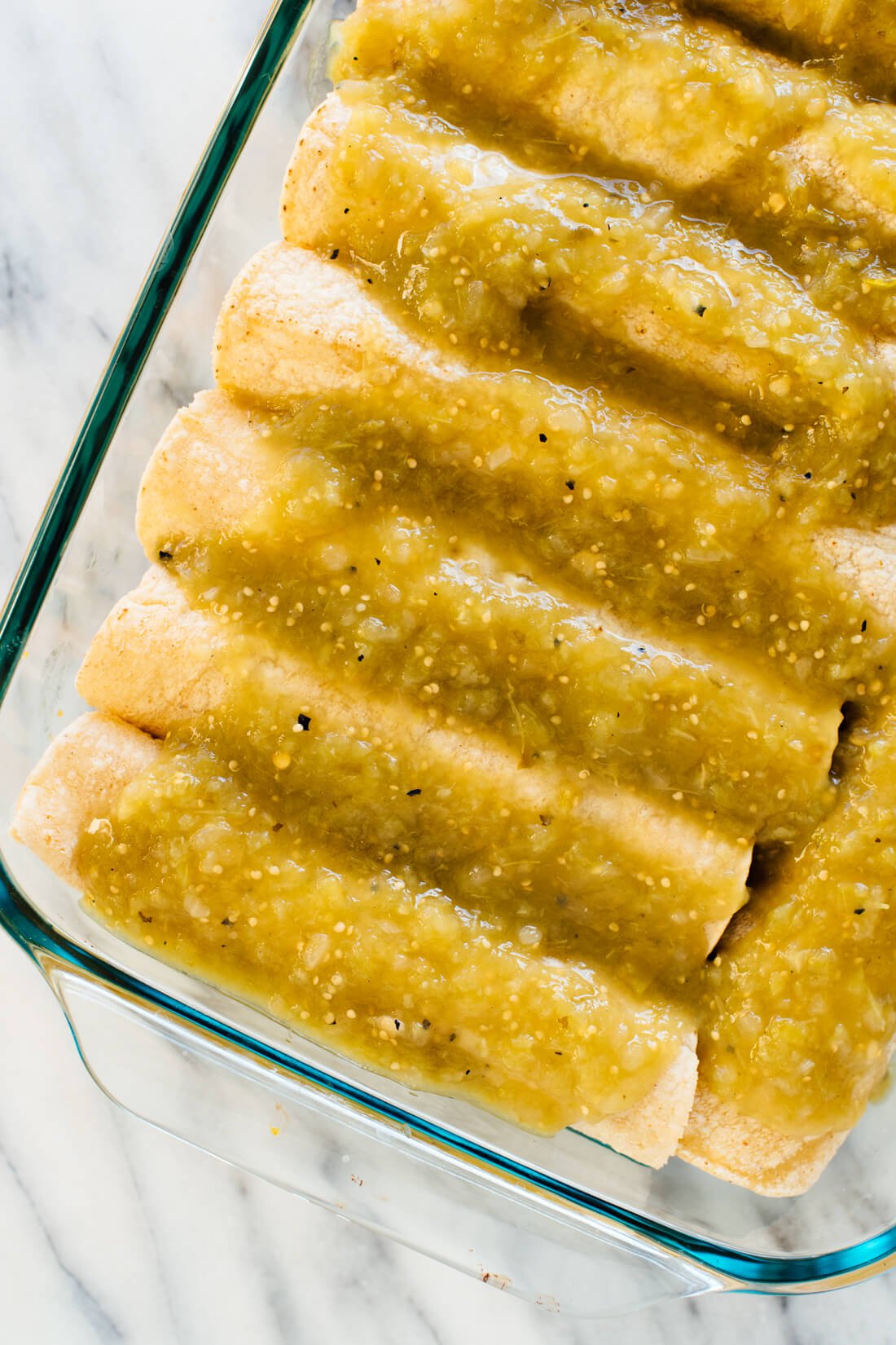 salsa verde on enchiladas