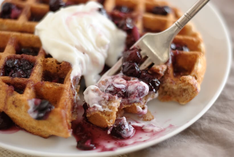 whole wheat waffles with vanilla yogurt