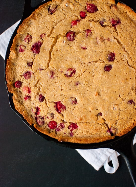 Cranberry maple skillet cornbread