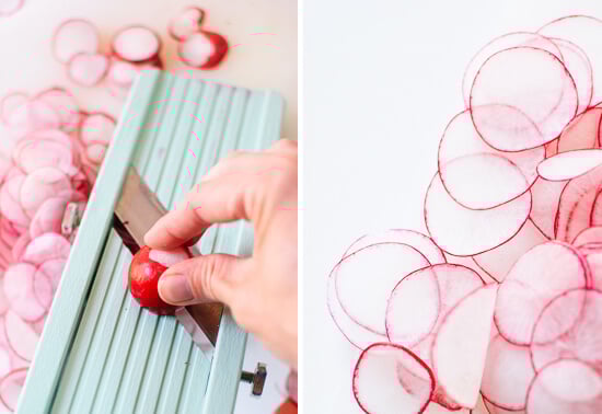 sliced radishes