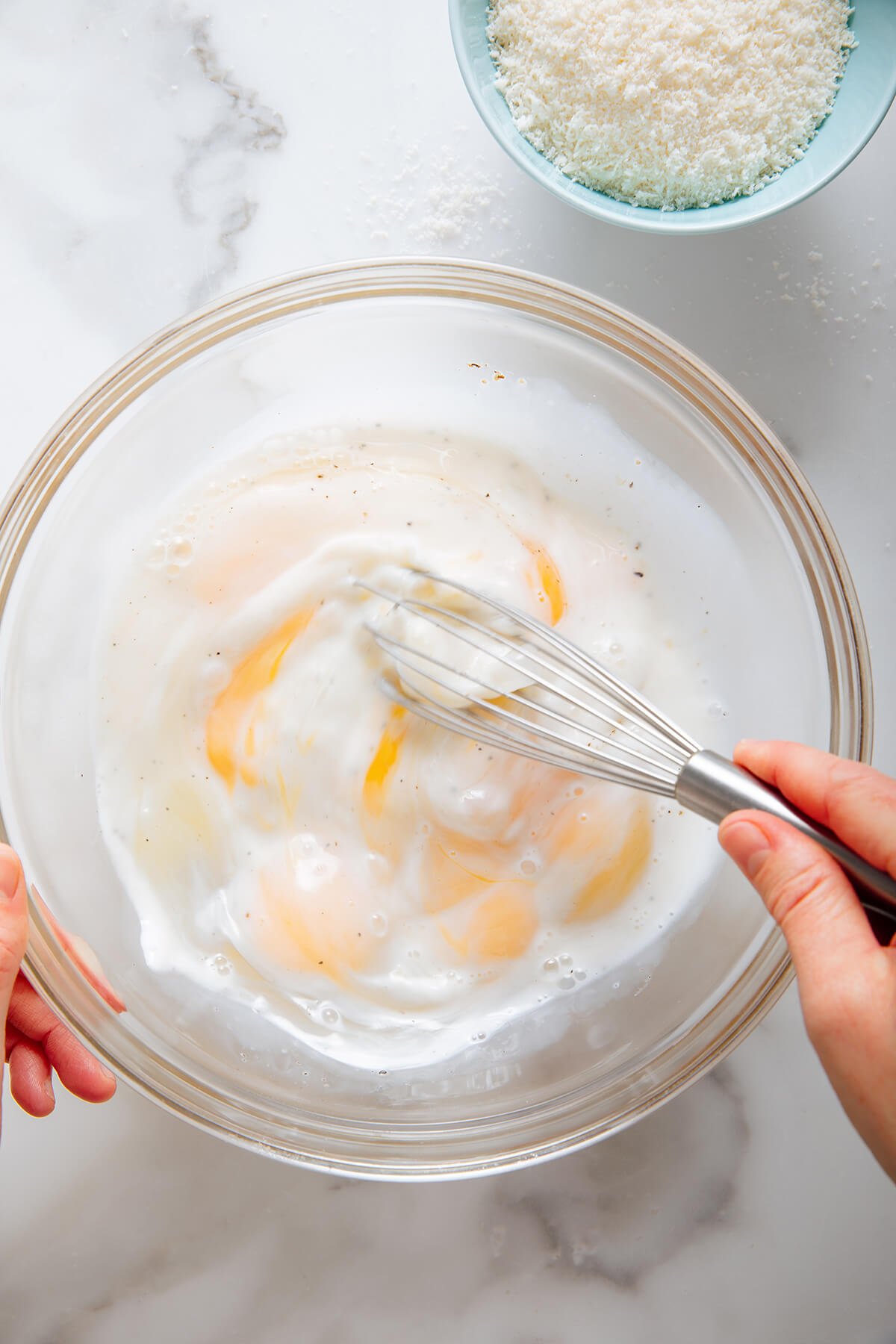 whisking eggs with milk