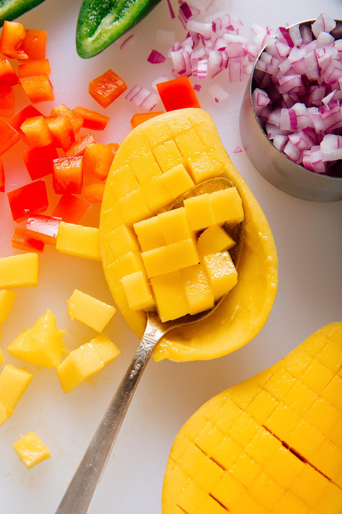diced mango for homemade salsa