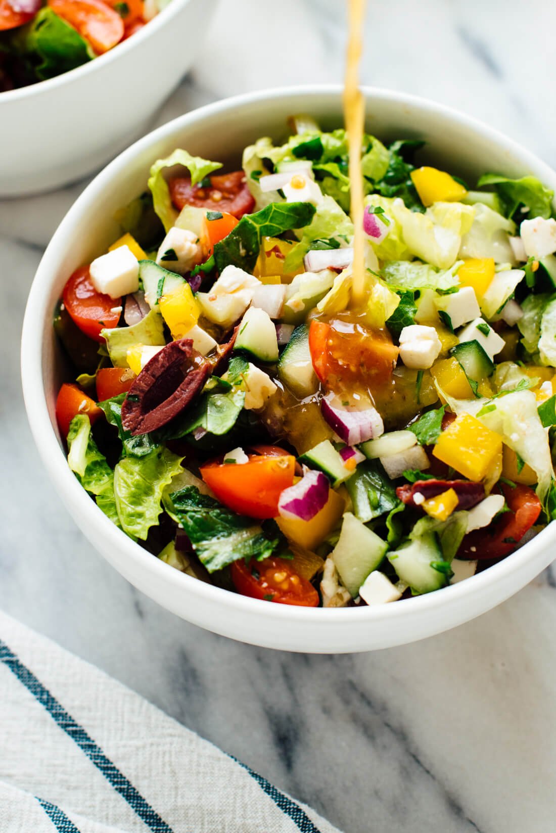 chopped Greek salad with homemade Greek vinaigrette
