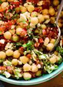 marinated chickpea salad close-up