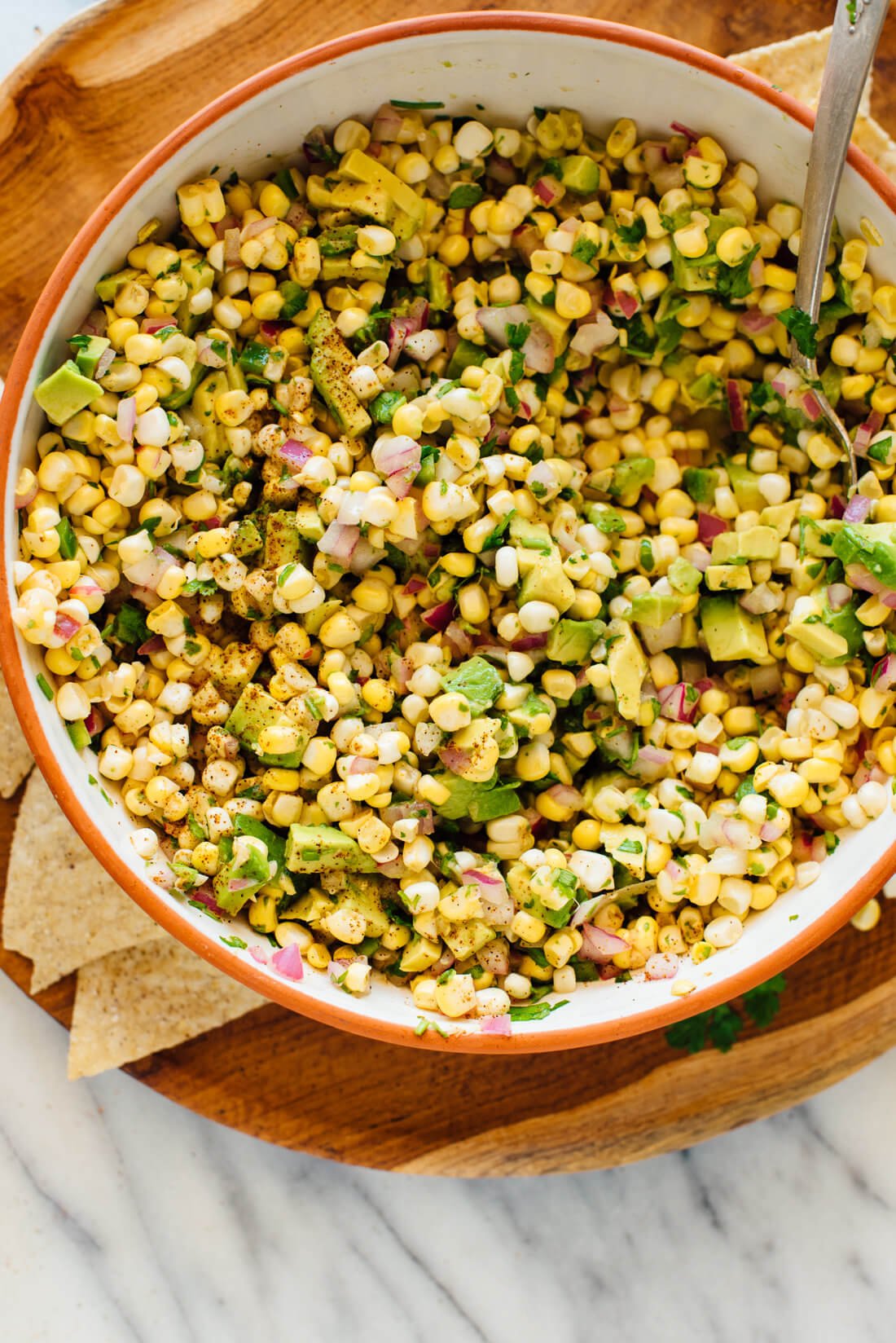 fresh corn salsa with optional avocado