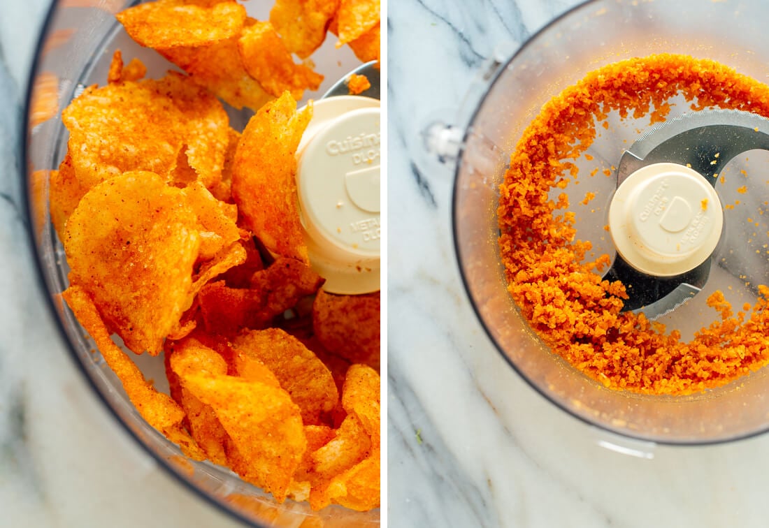 Kettle barbecue chips crumbled