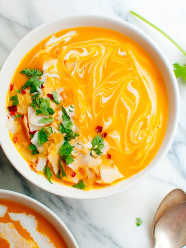 Creamy yet light Thai curried butternut squash soup