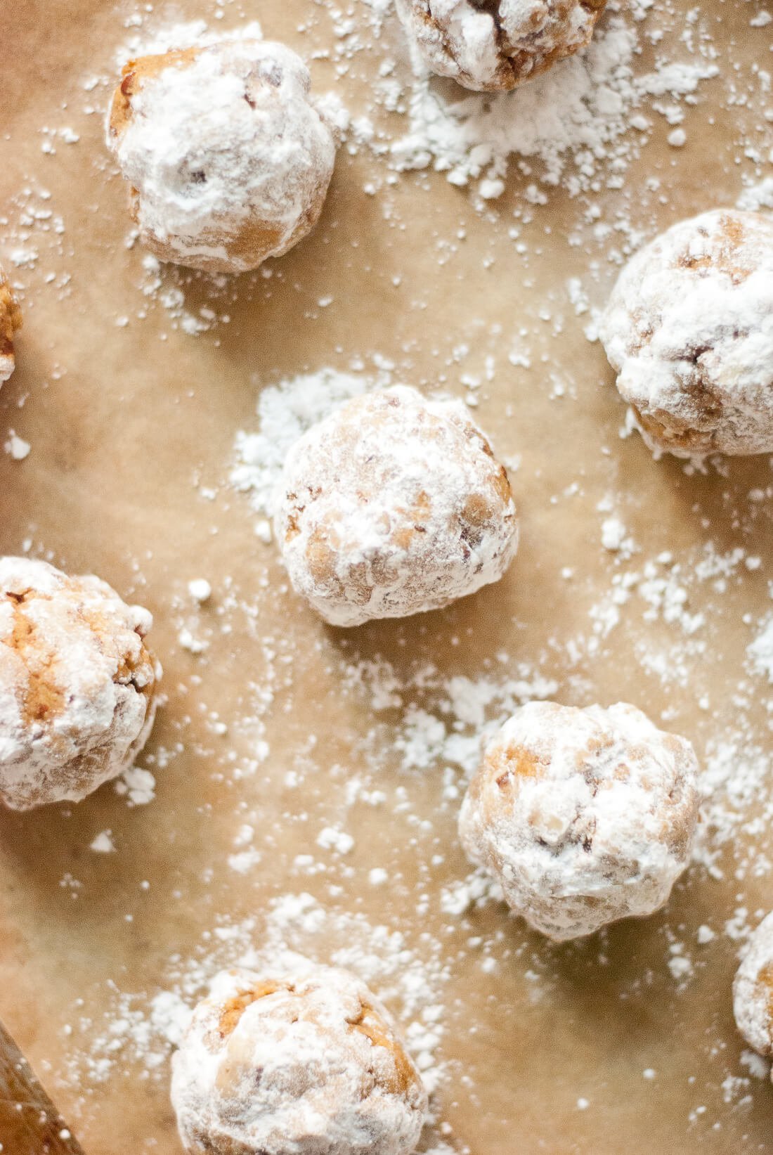 Pumpkin pecan polvorone cookies rolled in powdered sugar Pumpkin pecan polvorone cookies rolled in powdered sugar