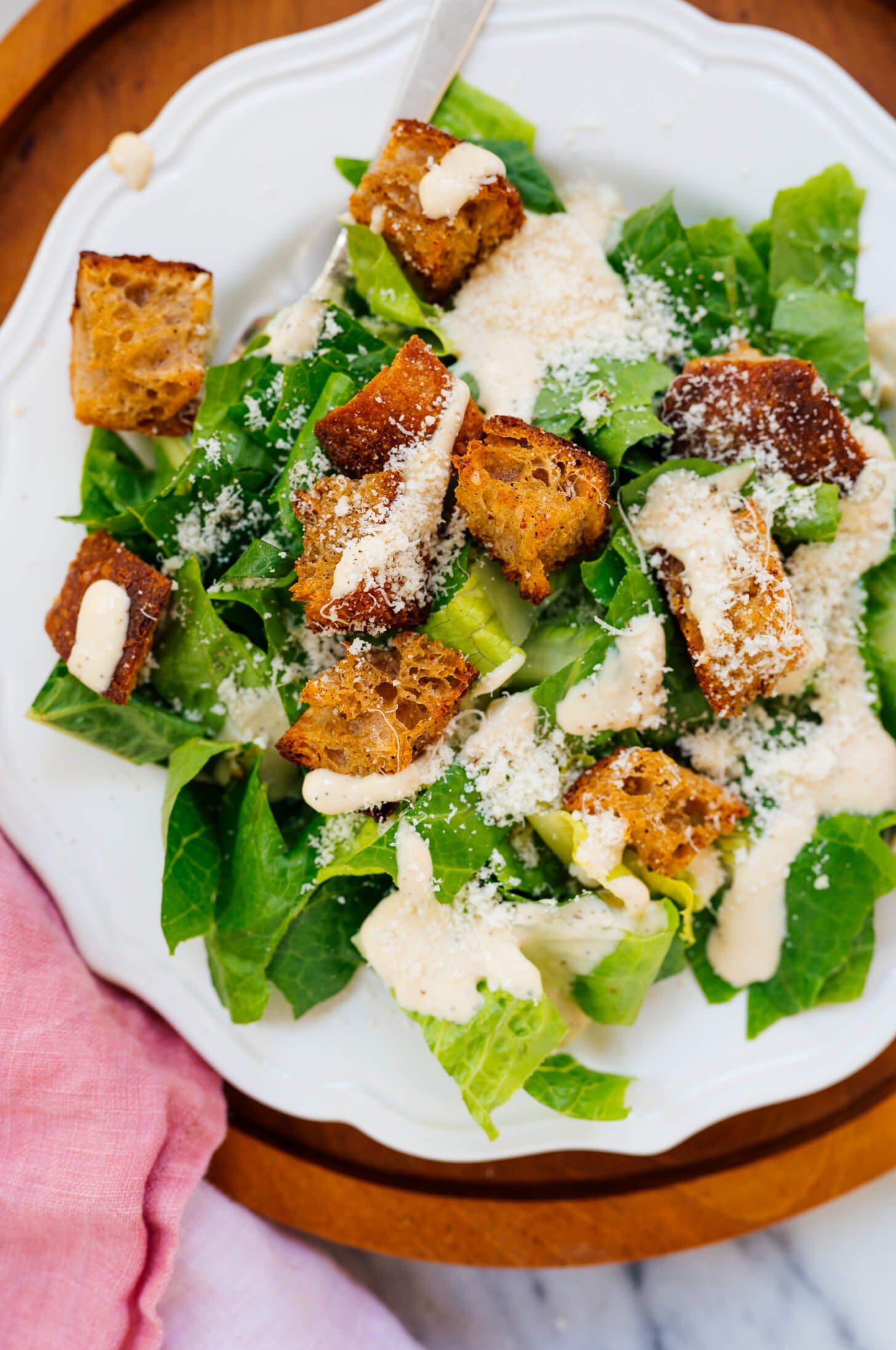 croutons on Caesar salad