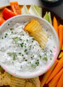 pickle dip with potato chips