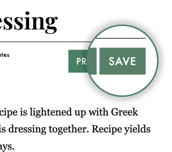 save recipe button