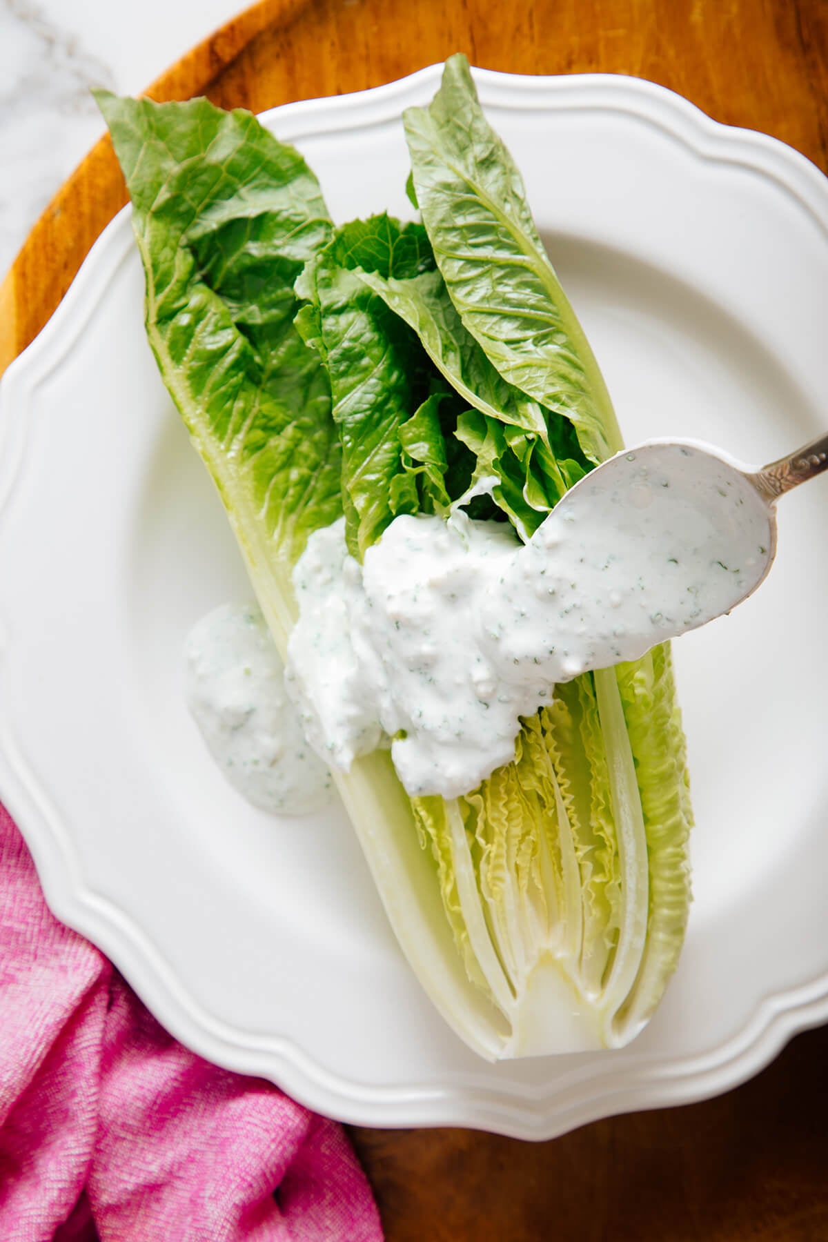 drizzling blue cheese dressing