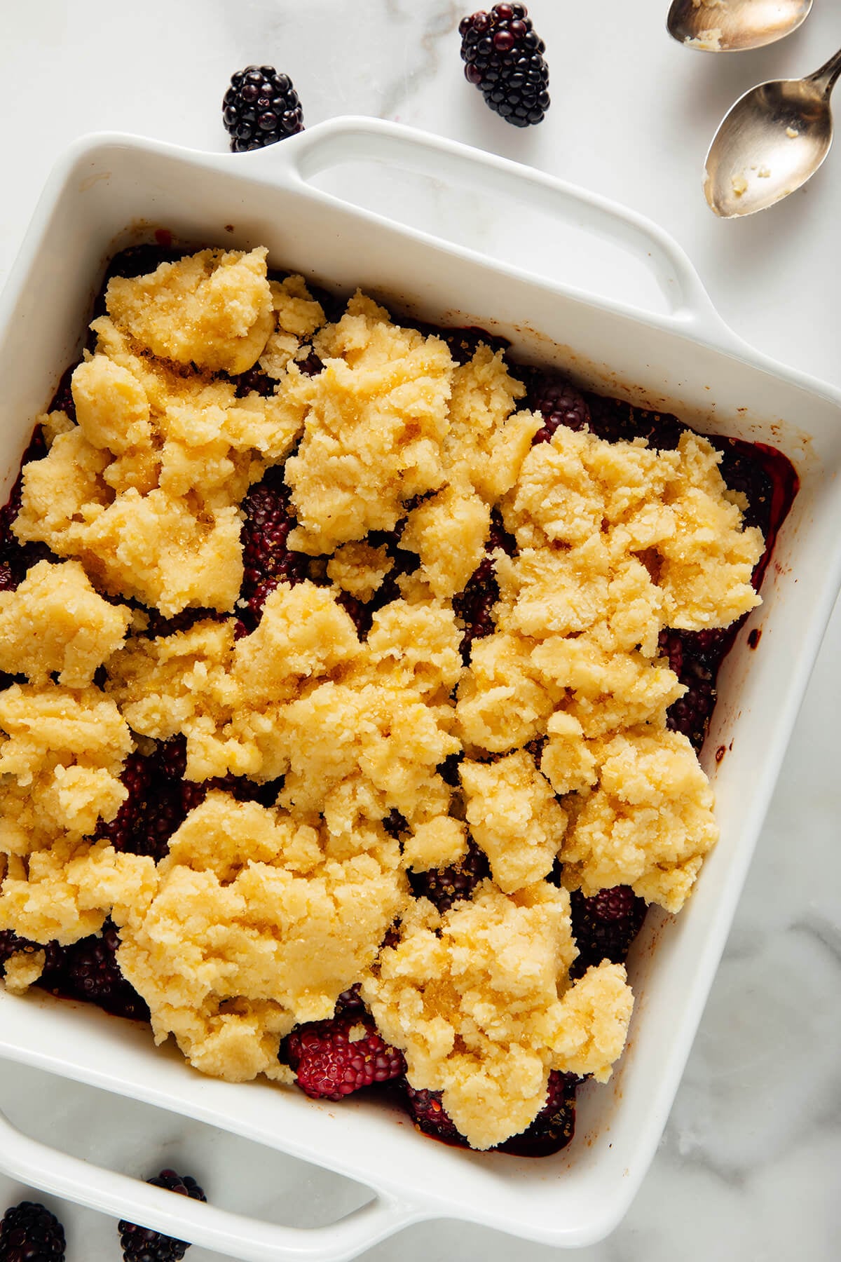 blackberry cobbler before baking
